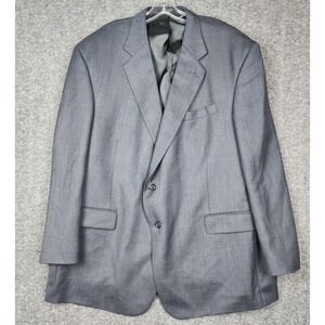 Joseph Feiss Blazer Mens‎ 50R Grey Windowpane Two Button Sport Coat M407 50R